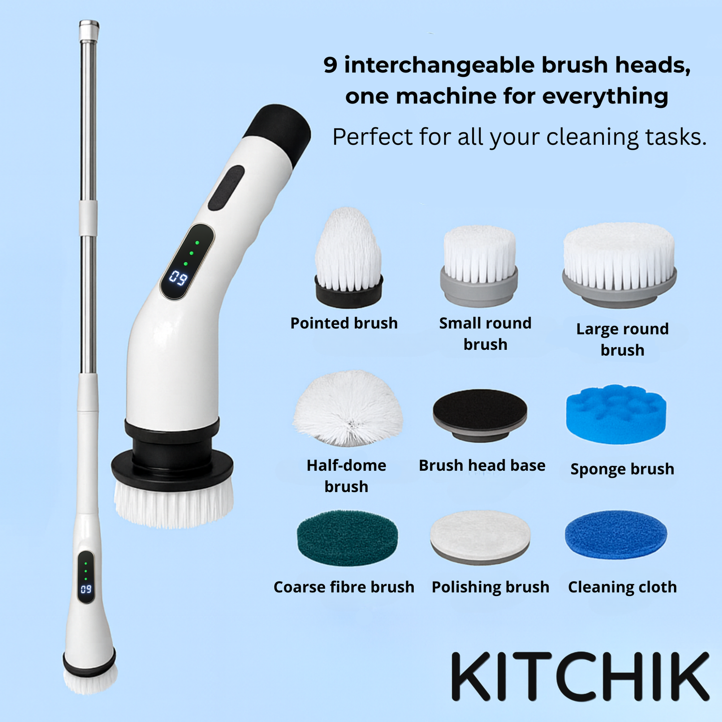 Kitchik PowerScrub Børstesett – 9 Deler