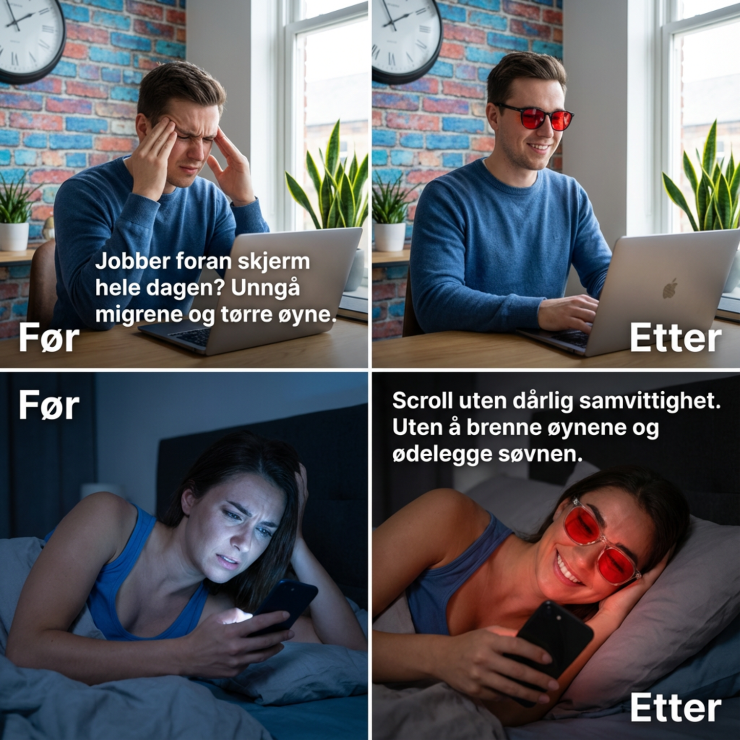 Fokus® | Unisex glasögon med rött glas för blått ljus