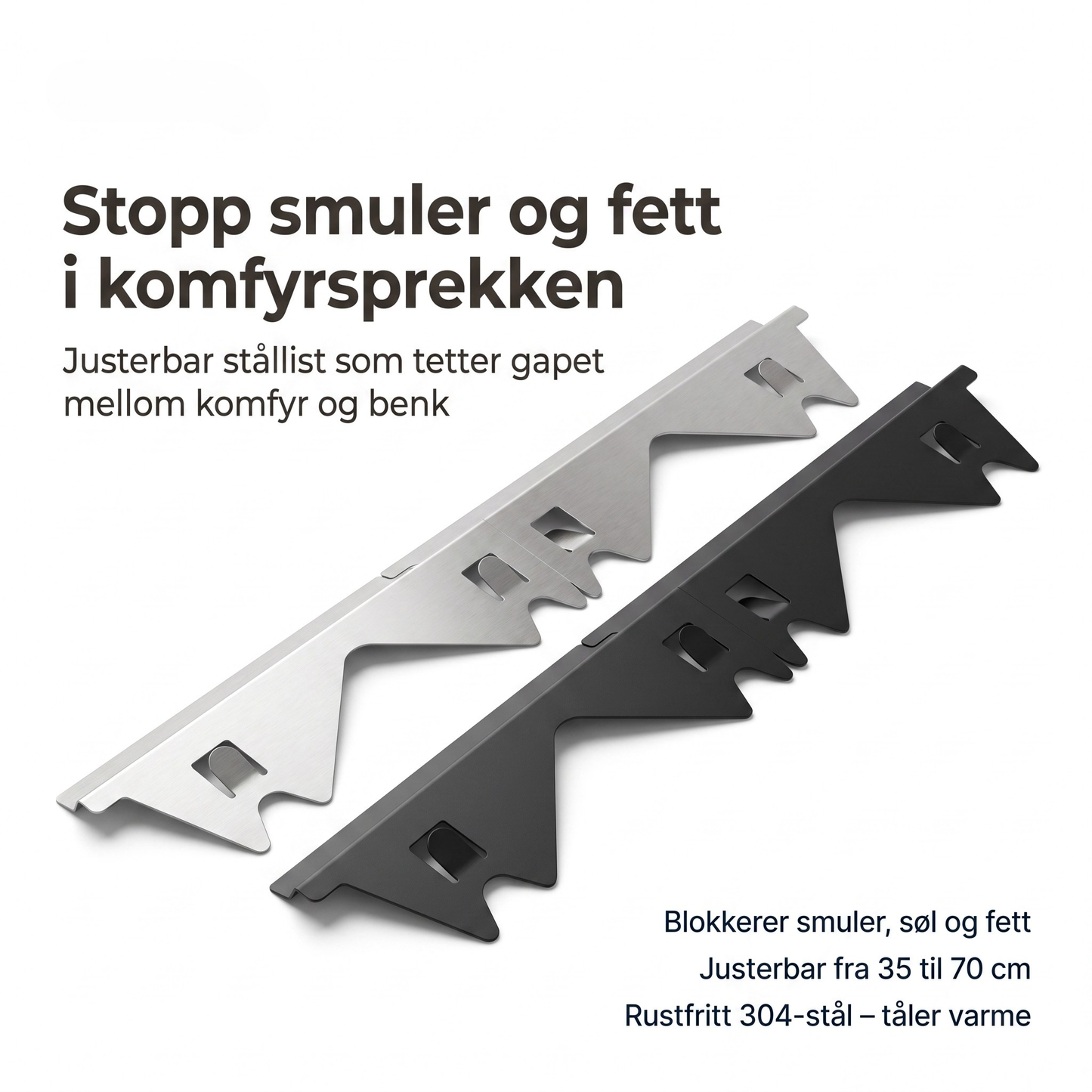 GapSeal — rustfrie lister som tetter komfyrsprekken