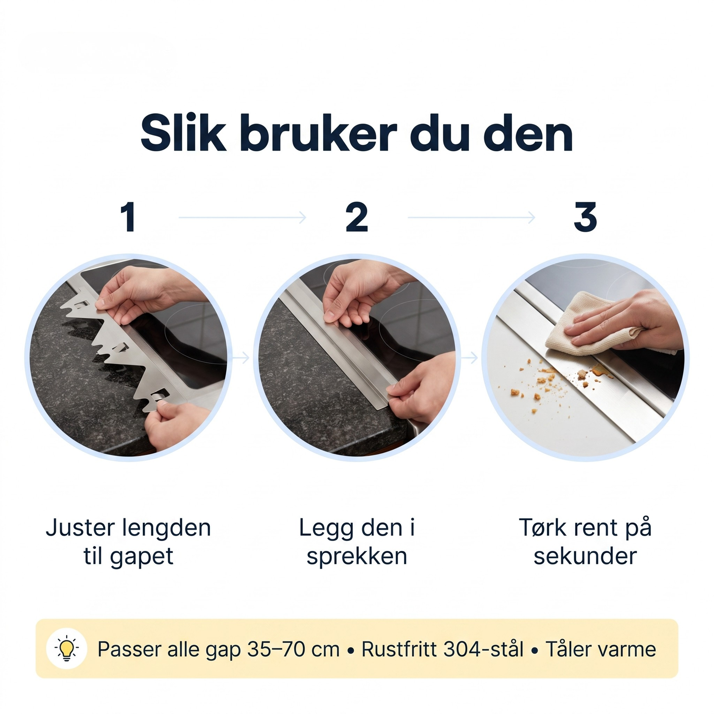 GapSeal — rustfrie lister som tetter komfyrsprekken