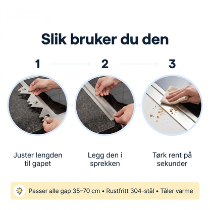 GapSeal — rustfrie lister som tetter komfyrsprekken